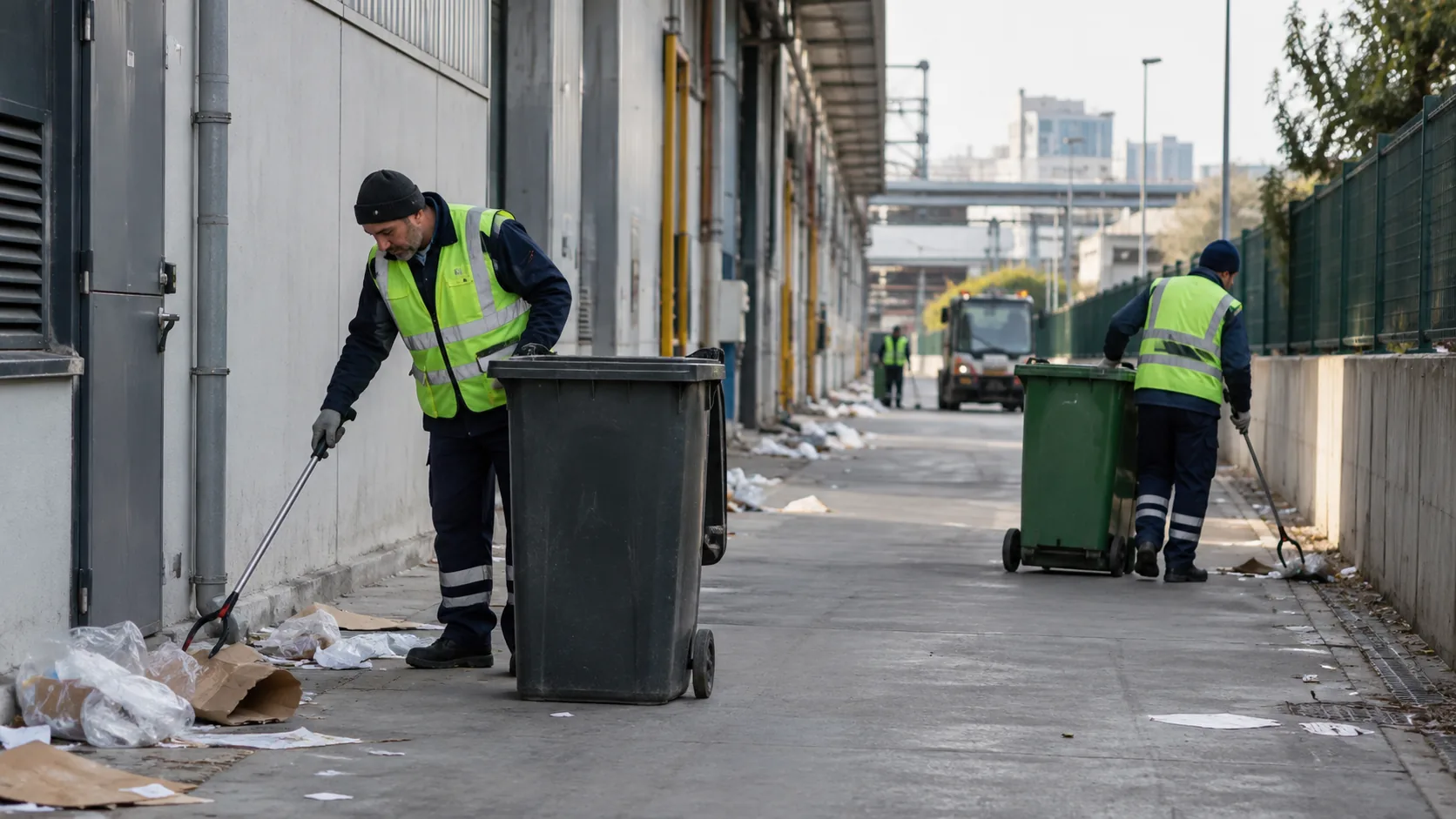 Fabrika çevresindeki dağınık atıkların toplanması