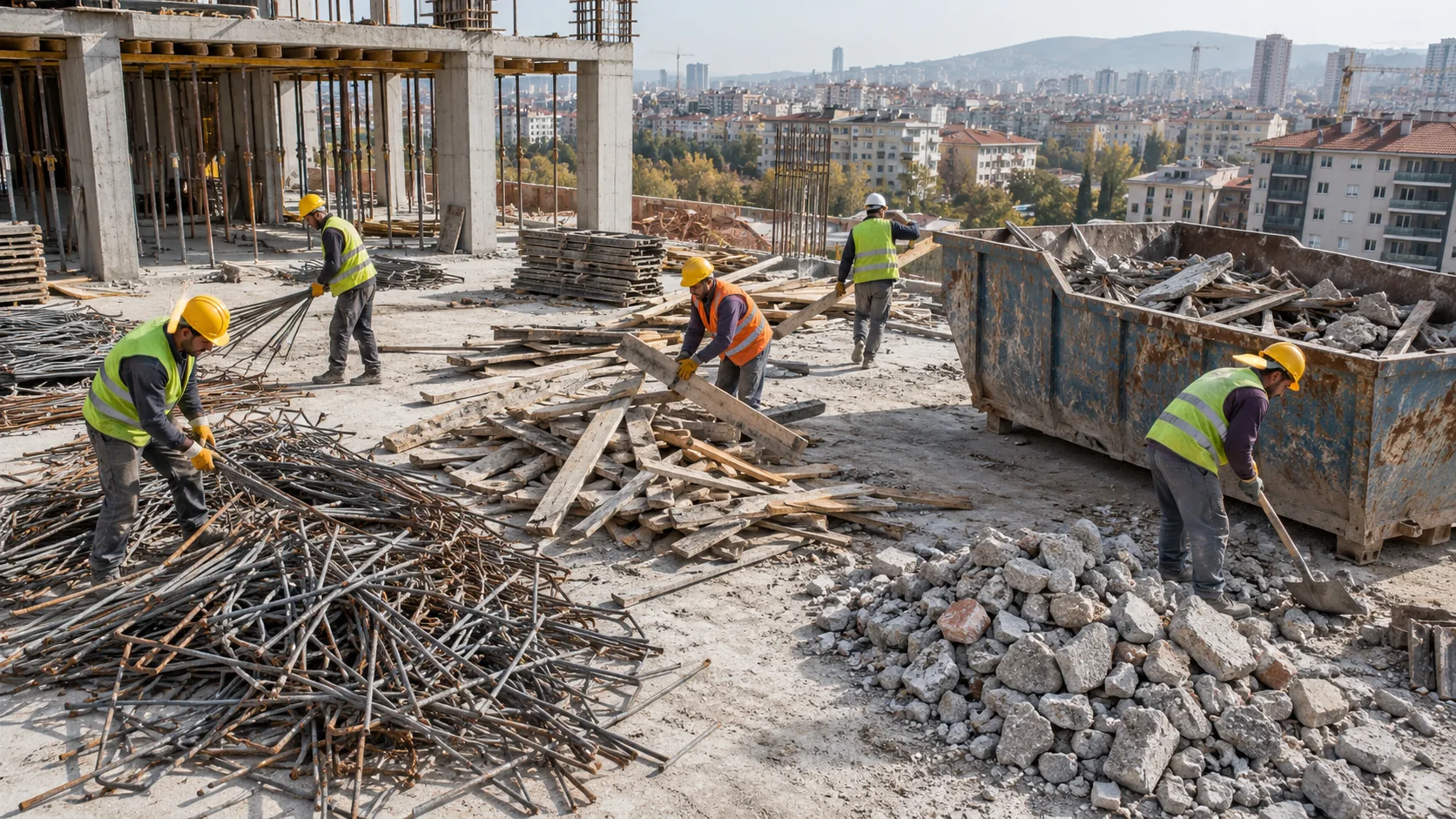 Şantiye atıklarının ayrı gruplar halinde toplanması